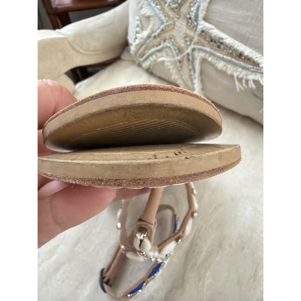 SKEMO Tahiti Flat sandal: Indigo SIZE 9 shells,stones and beads - Picture 9 of 12